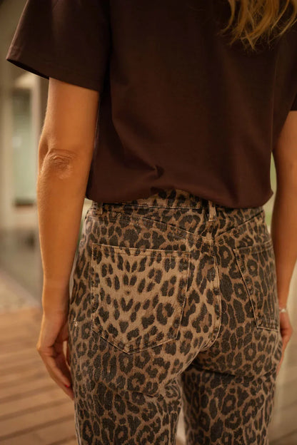 Women's High Waist Leopard Print Wide Leg Pants