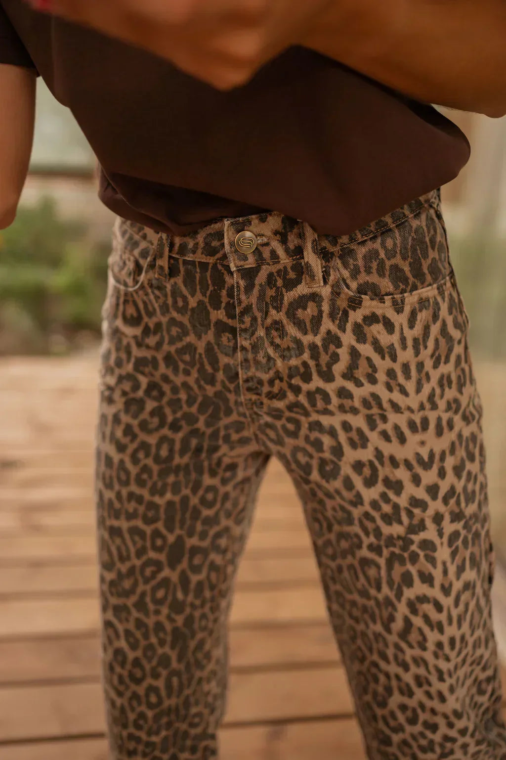 Women's High Waist Leopard Print Wide Leg Pants