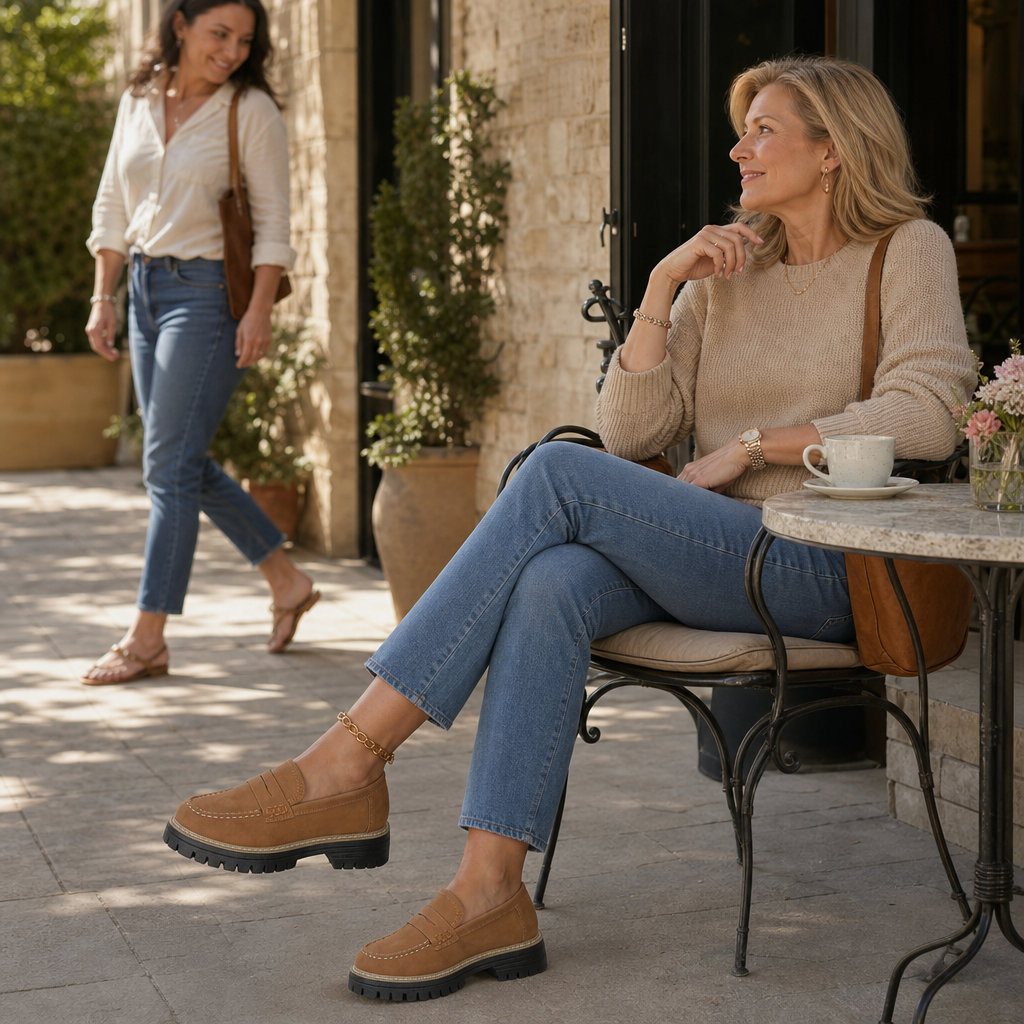 Women's Platform Loafers – Chunky Sole, Slip-On
