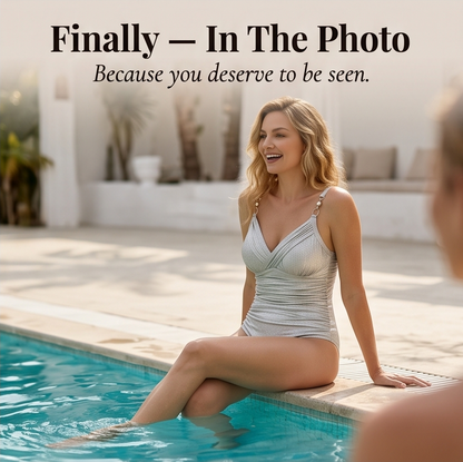 Women's One-Piece Swimsuit – Shimmer, Ruched, Cross-Front