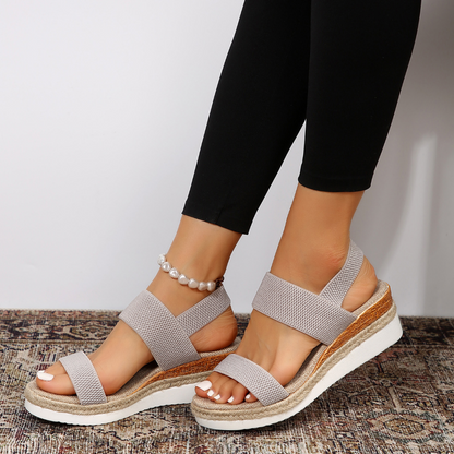 Women's Elastic Strap Woven Platform Sandals