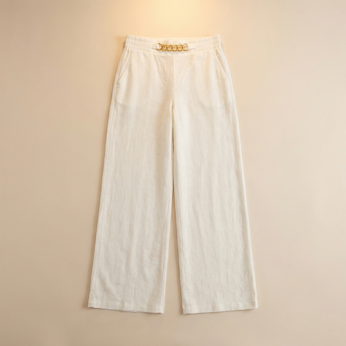 Women's Wide Leg Trousers with Chain Waist
