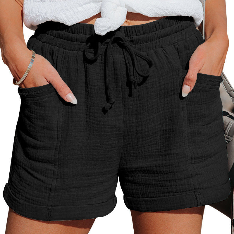 Women's Textured Gauze Drawstring Summer Shorts