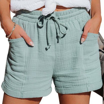 Women's Textured Gauze Drawstring Summer Shorts