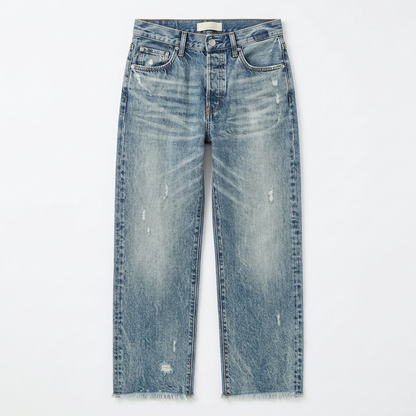 Women's Straight Leg Cropped Jeans with Raw Hem