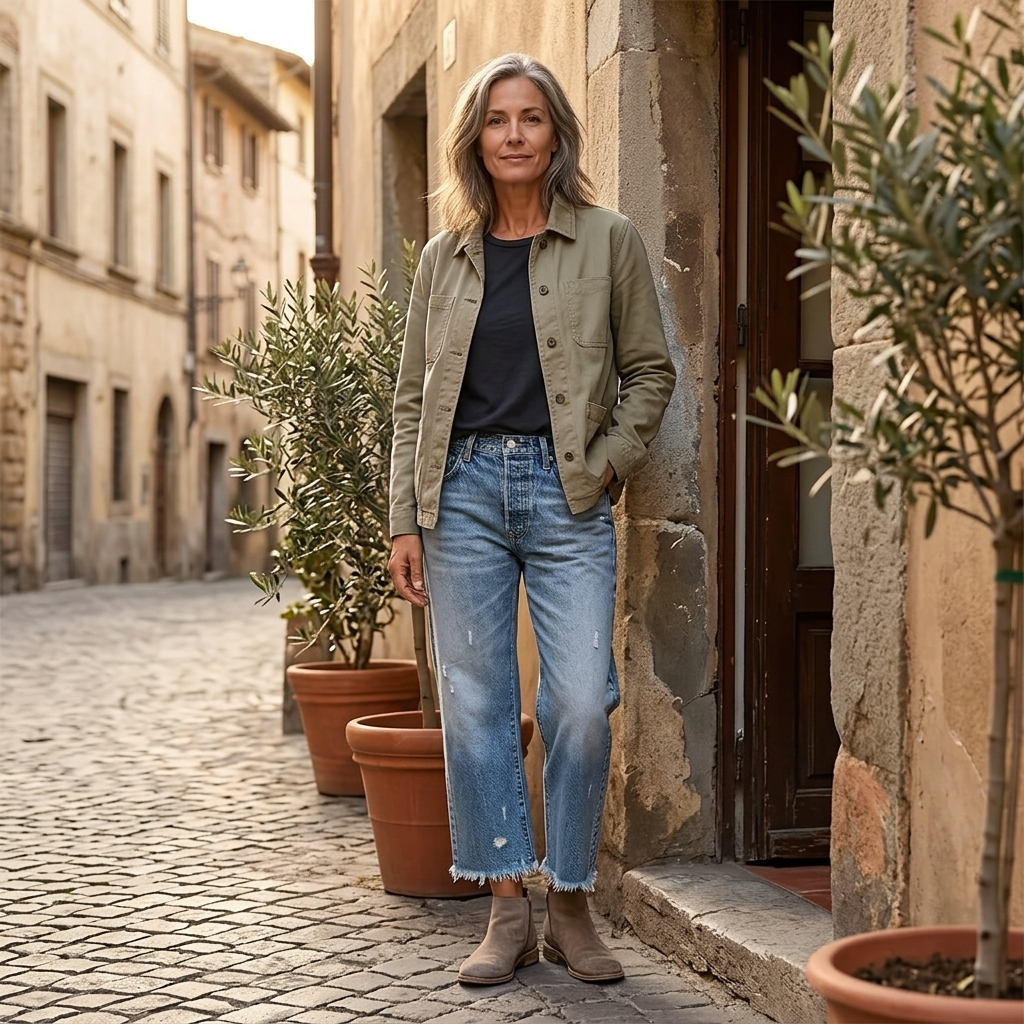 Women's Straight Leg Cropped Jeans with Raw Hem