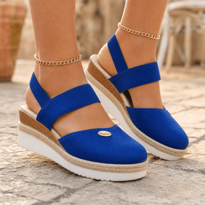 Women's Espadrille Wedge Sandals – Closed Toe, Braided Jute Trim
