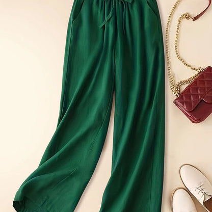Women's Wide Leg Pants with Drawstring Waist