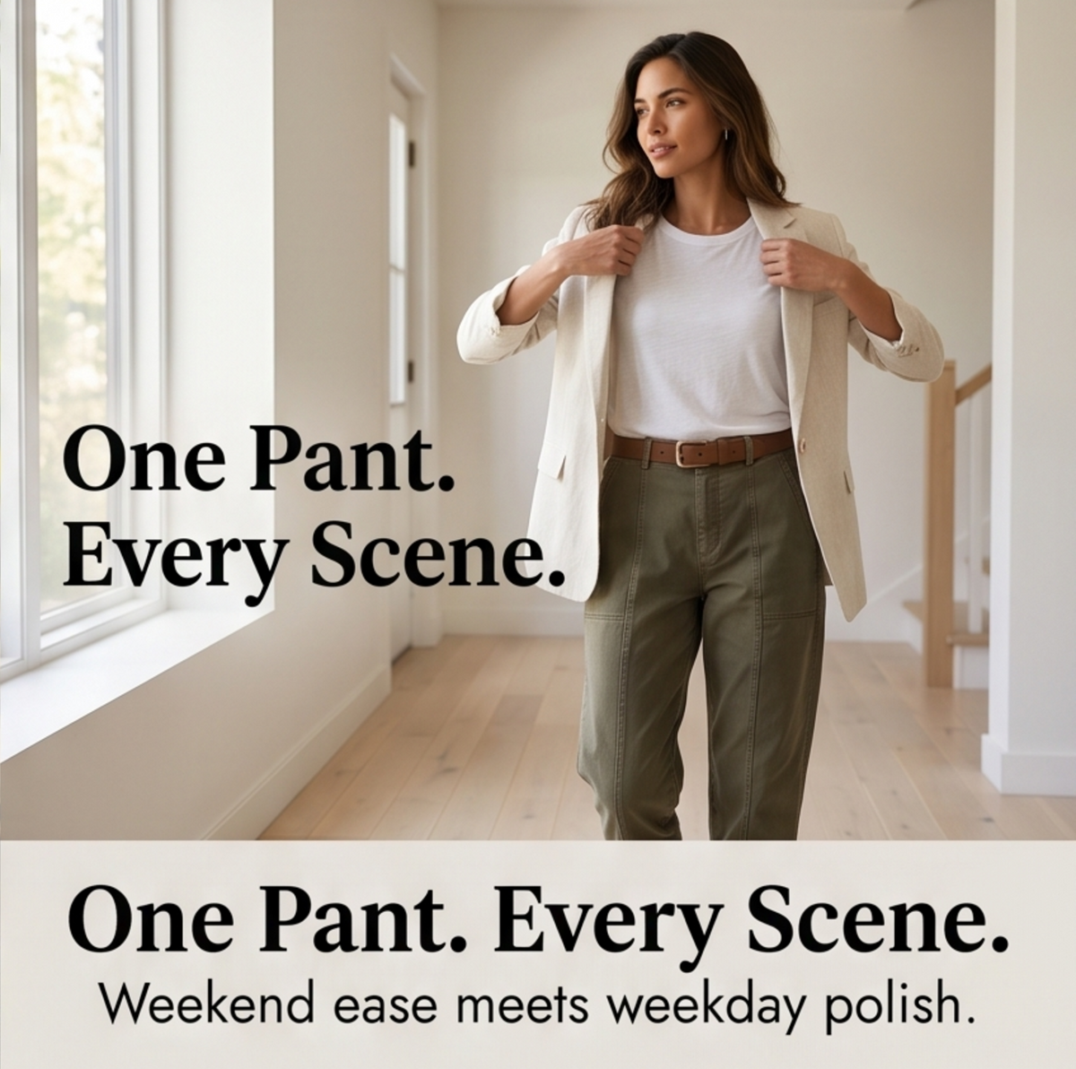 Women's High Waist Tapered Utility Pants with Seams