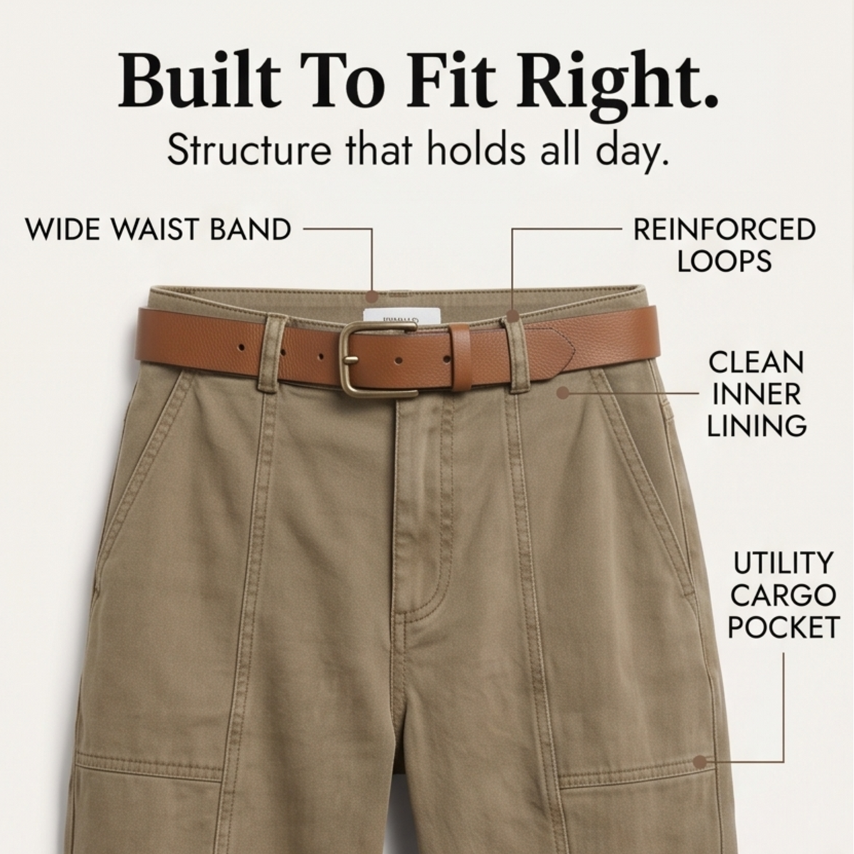 Women's High Waist Tapered Utility Pants with Seams