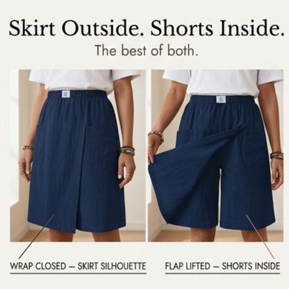Women's Wrap Front Skort with Elastic Waist