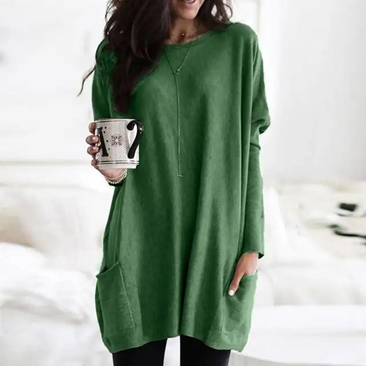 Women's Oversized Tunic Top with Front Pockets