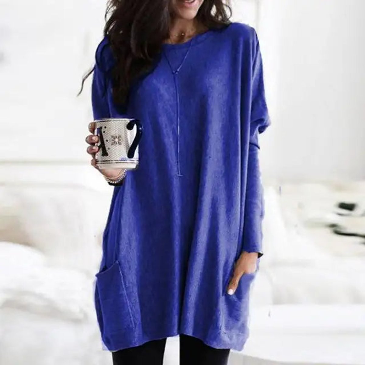Women's Oversized Tunic Top with Front Pockets