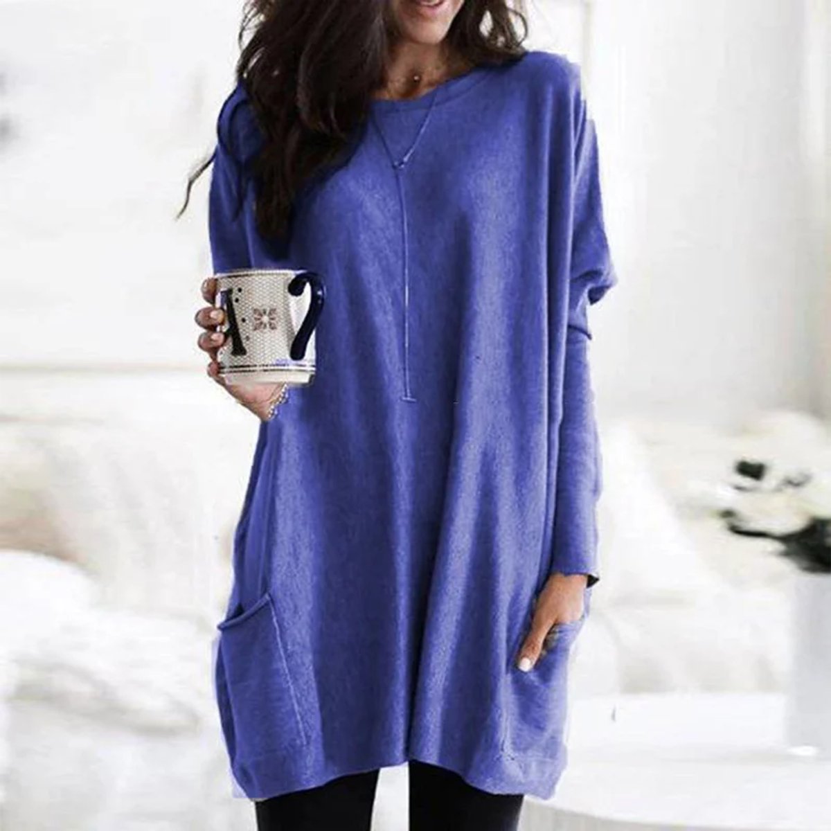 Women's Oversized Tunic Top with Front Pockets