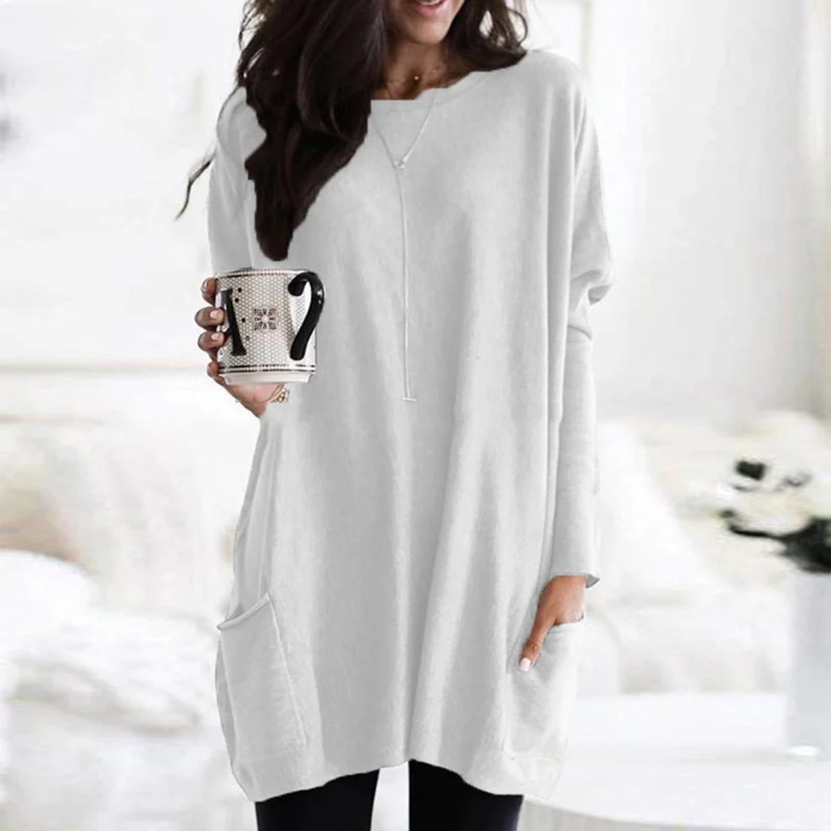 Women's Oversized Tunic Top with Front Pockets