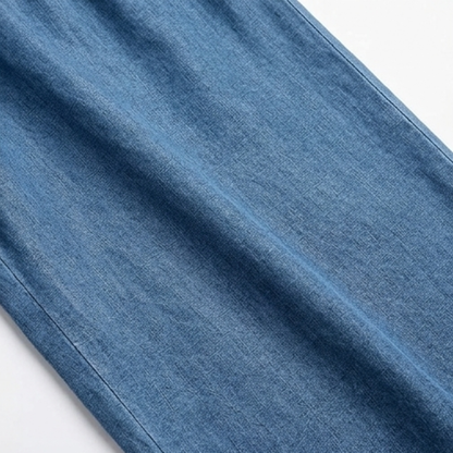 Women's Wide Leg Smocked High Waist Denim Pants