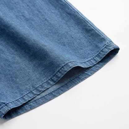 Women's Wide Leg Smocked High Waist Denim Pants