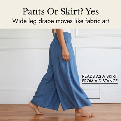 Women's Wide Leg Smocked High Waist Denim Pants