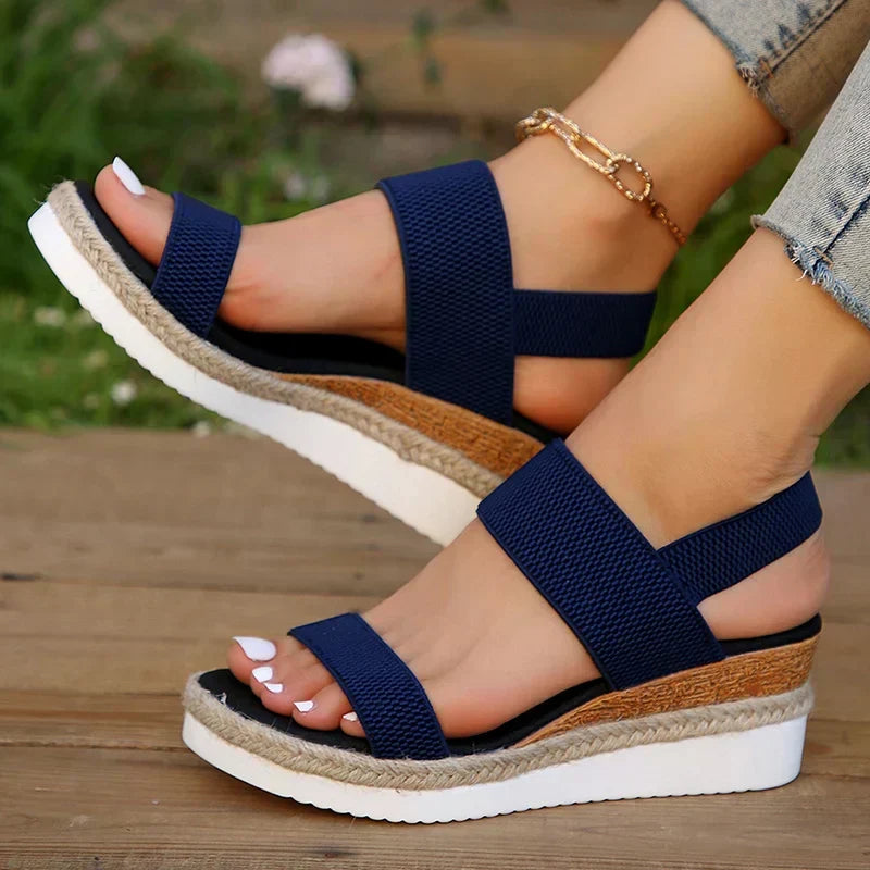 Women's Elastic Strap Woven Platform Sandals
